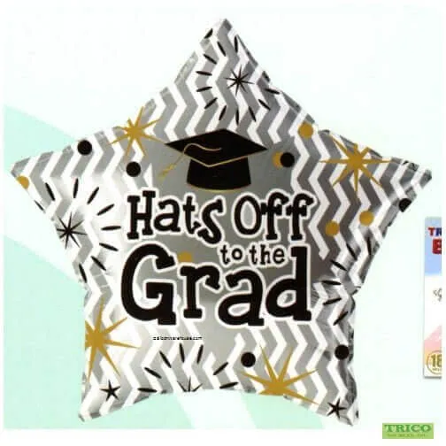 18″ Hats off to the Grad Mylar Star Balloon - G23