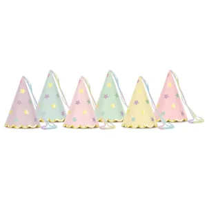 6 Party Hats With Tassels - Stars