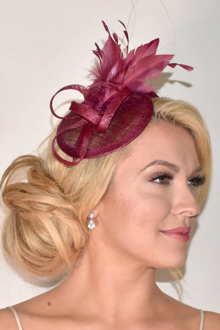 Arianna Fascinator - Burgundy