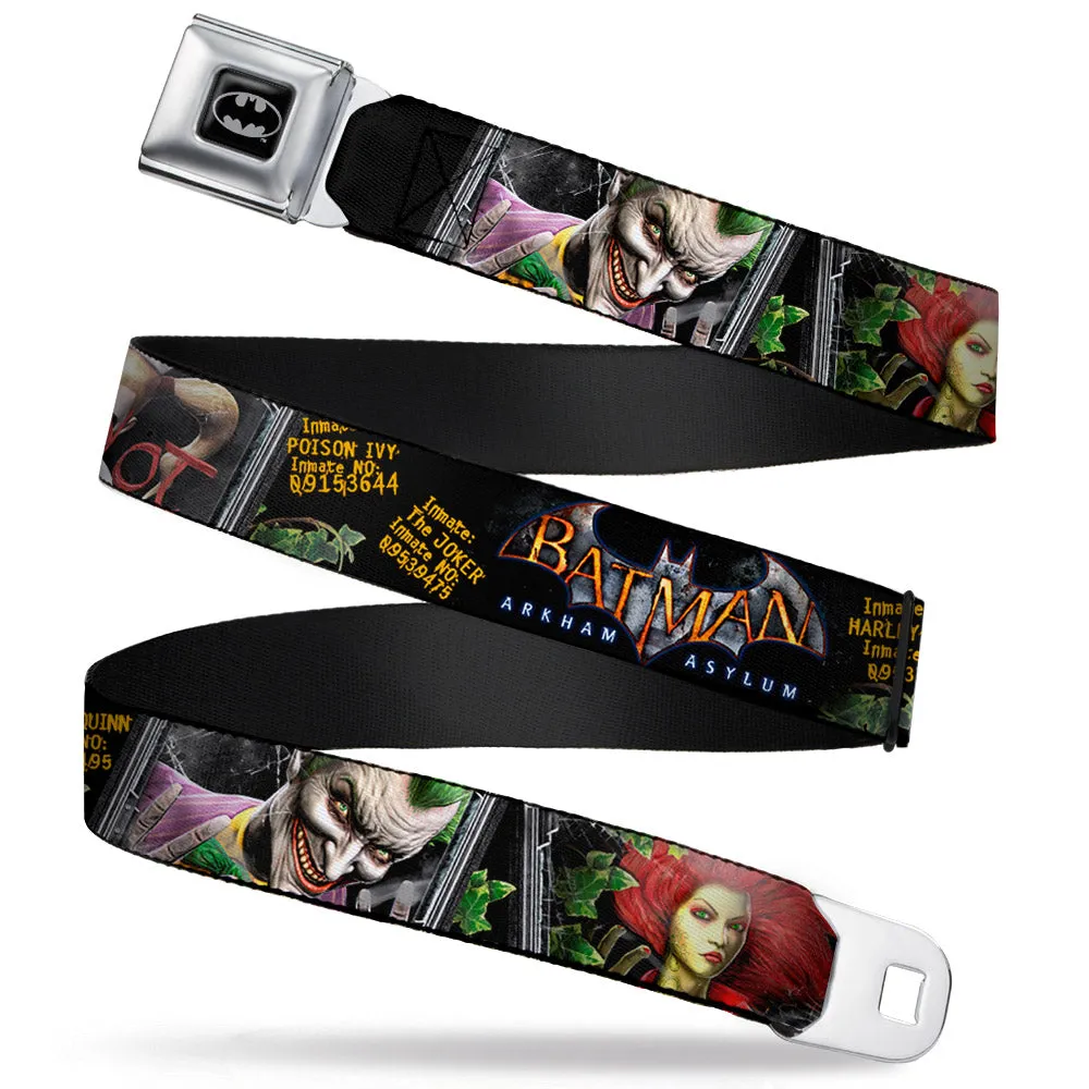 Batman Full Color Black Silver Black Seatbelt Belt - BATMAN ARKHAM ASYLUM Patients Joker/Poison Ivy/Harley Quinn Webbing