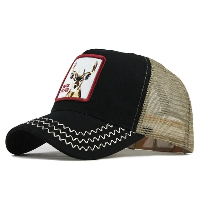 Buck Stag Embroidered Snapback Baseball Cap