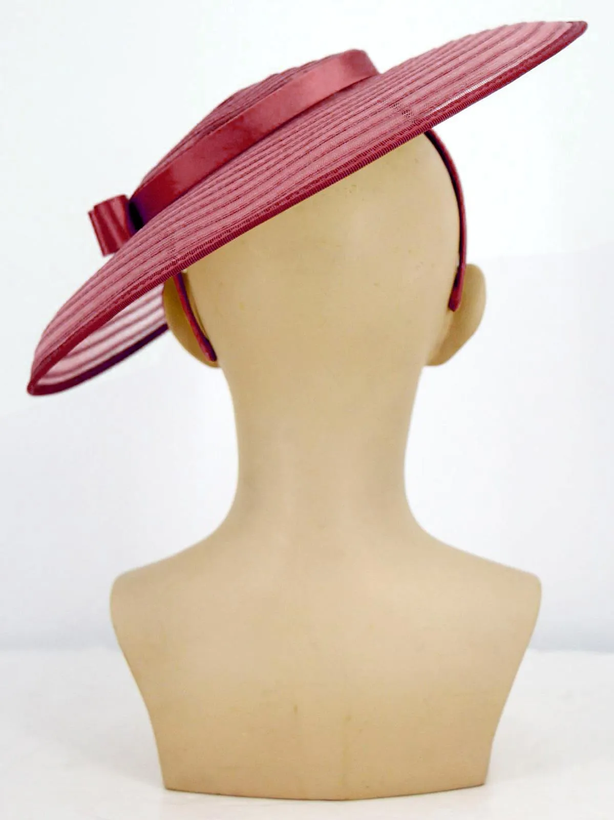 Burgundy Sheer 1940s Style Tilt Hat