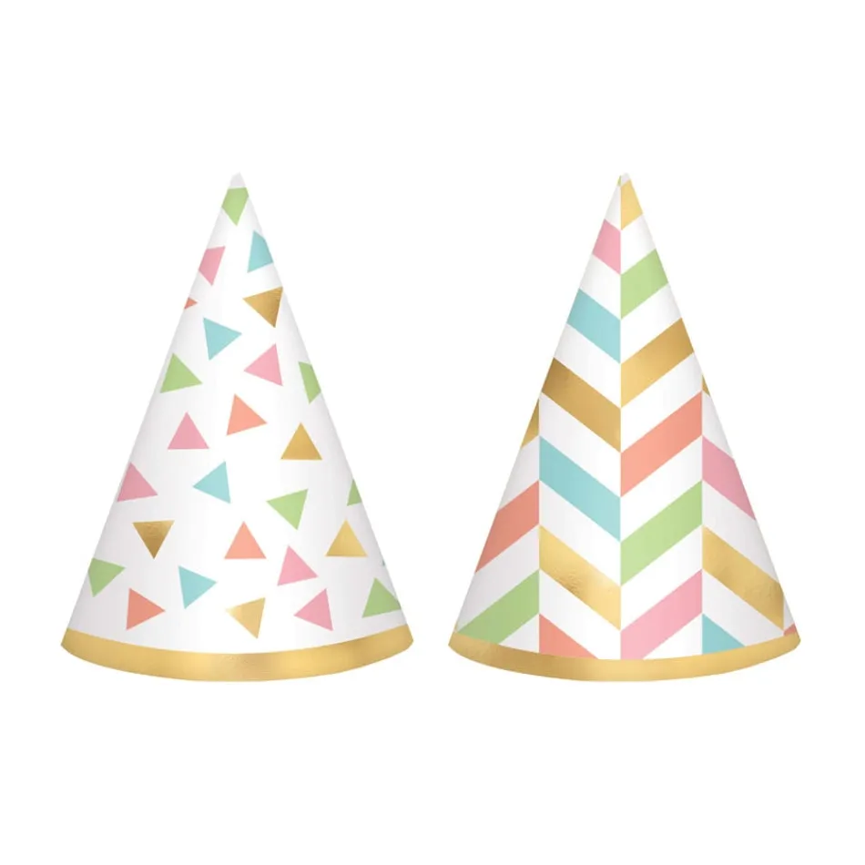 Confetti Fun Mini Cone Hats Cardboard & Foil 12pk