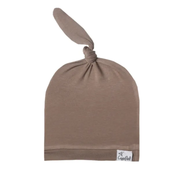 Copper Pearl - Newborn Top Knot Hat in Gobi