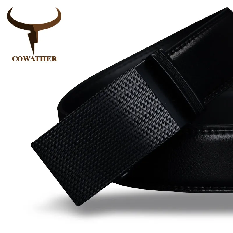 COWATHER Good mens belt luxury high quality cow genuine leather belts for men automatic buckle fashion waist male free shipping