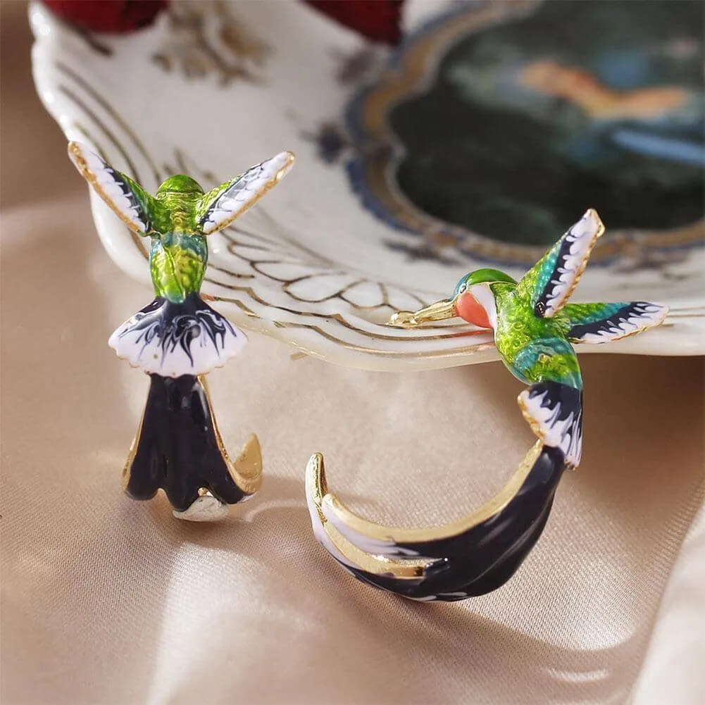 Creative Cute Flying Hummingbird Stud Earrings