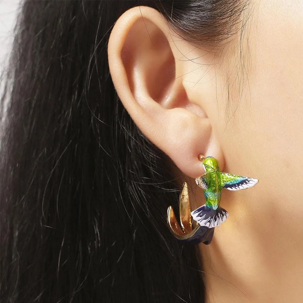 Creative Cute Flying Hummingbird Stud Earrings