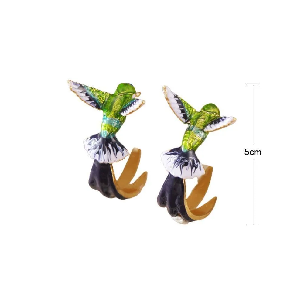 Creative Cute Flying Hummingbird Stud Earrings