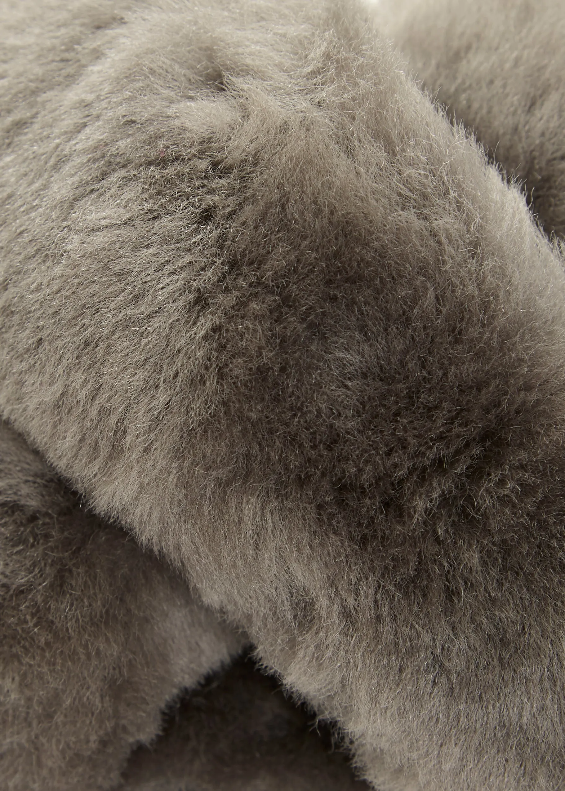 Dark Grey Deep Criss Cross Sheepskin Slippers