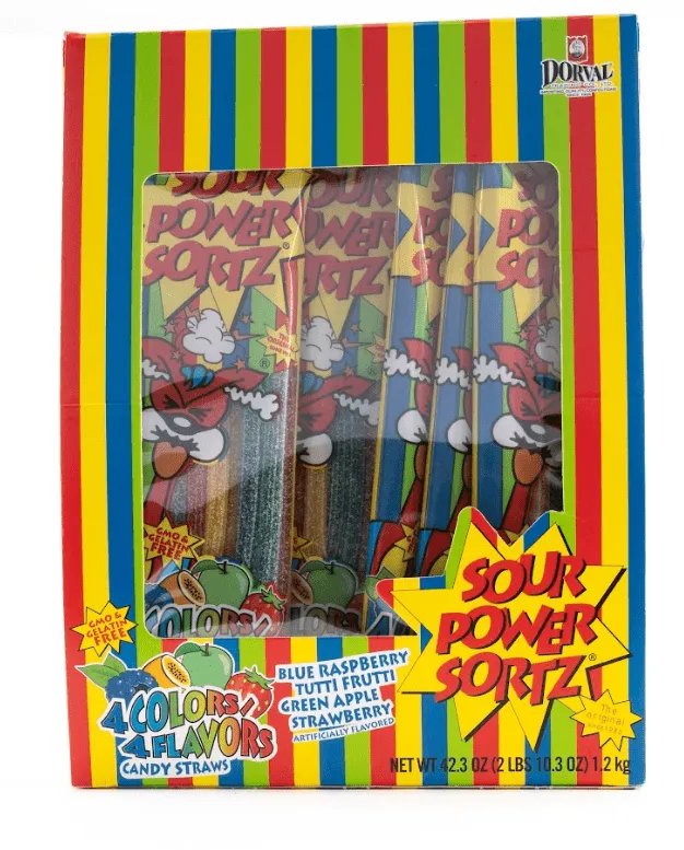 Dorval Sour Power Sortz Belts Assorted Flavored Bulk Box (1.75 oz, 24 ct.)