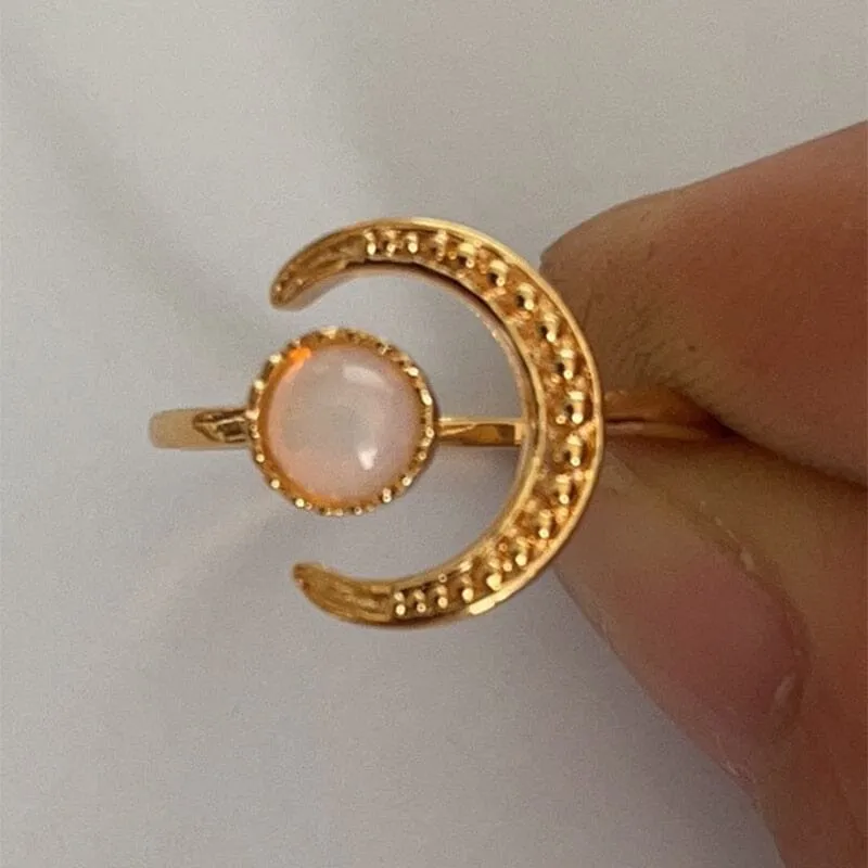 Eclipse Moonstone Adjustable Ring