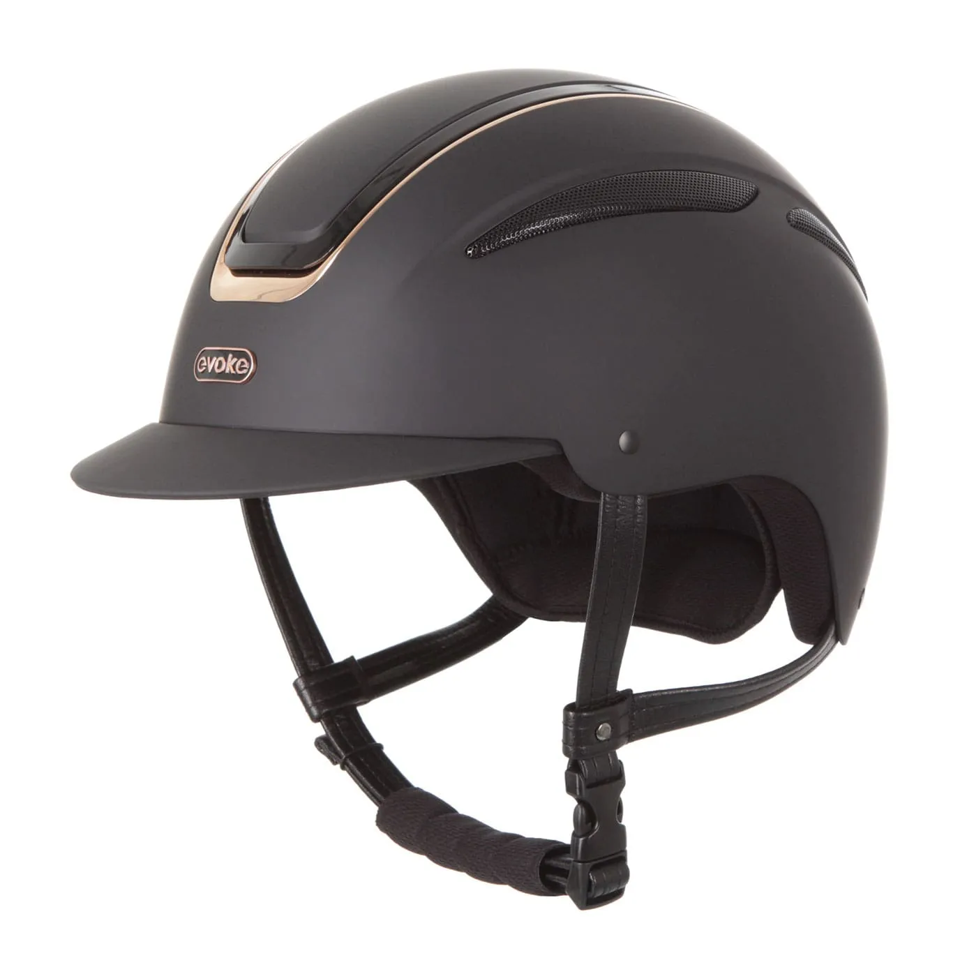 Evoke Callisto Classic Peak Riding Hat - Black/Rose Gold