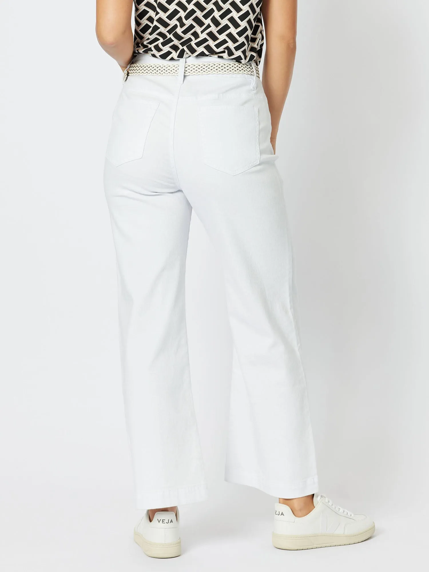 Georgia Stretch Cotton Wide Leg Jean - White