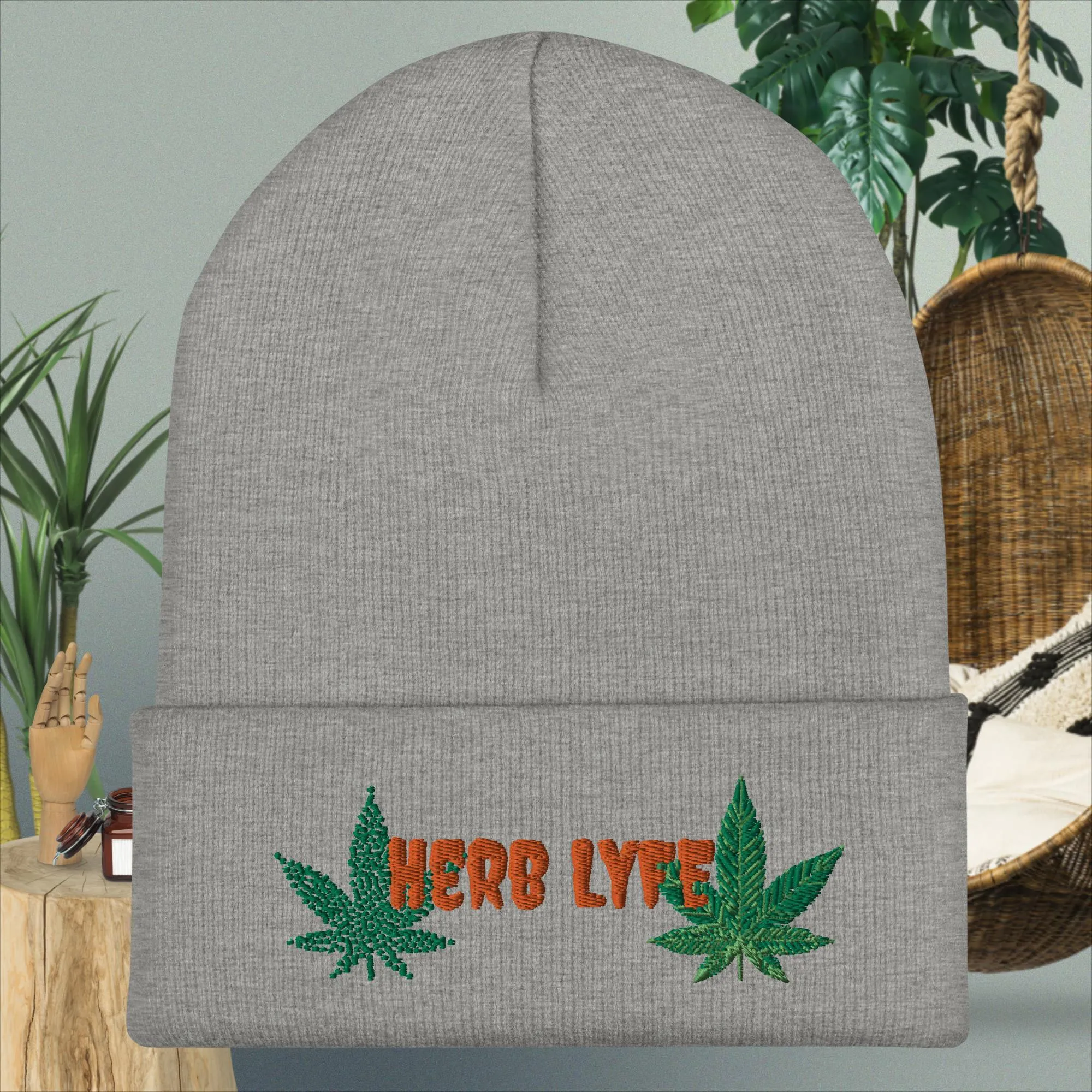 Herb Life Cuffed Beanie