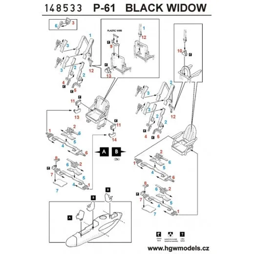 HGW 1/48 P-61 Black Widow - Seatbelts | 148533