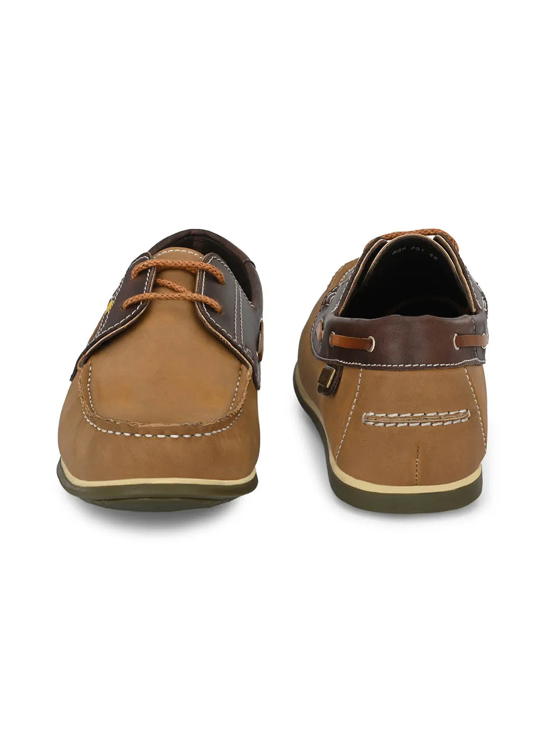 Hitz Men's Brown Leather Lace-up Boat Shoes