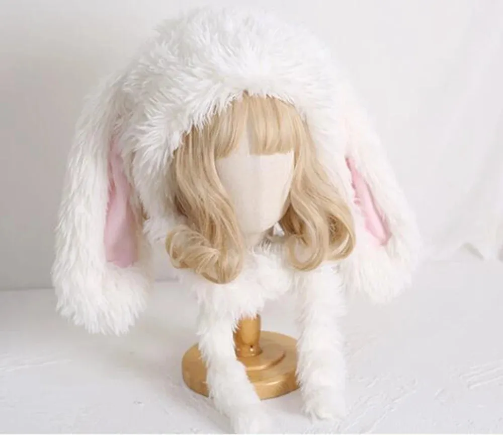 Kawaii Loppy Bunny Plush Fluffy Ear Wooly Winter Hat