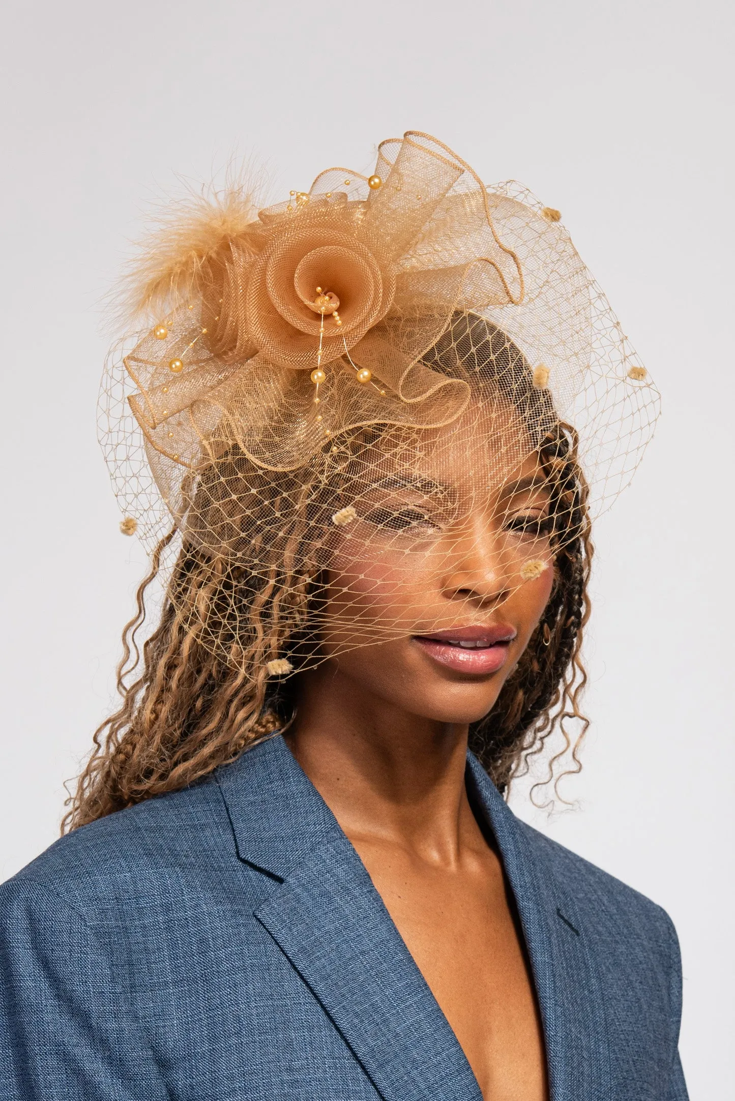 Mackenzie Polka Dot Veiled Mesh Fascinator