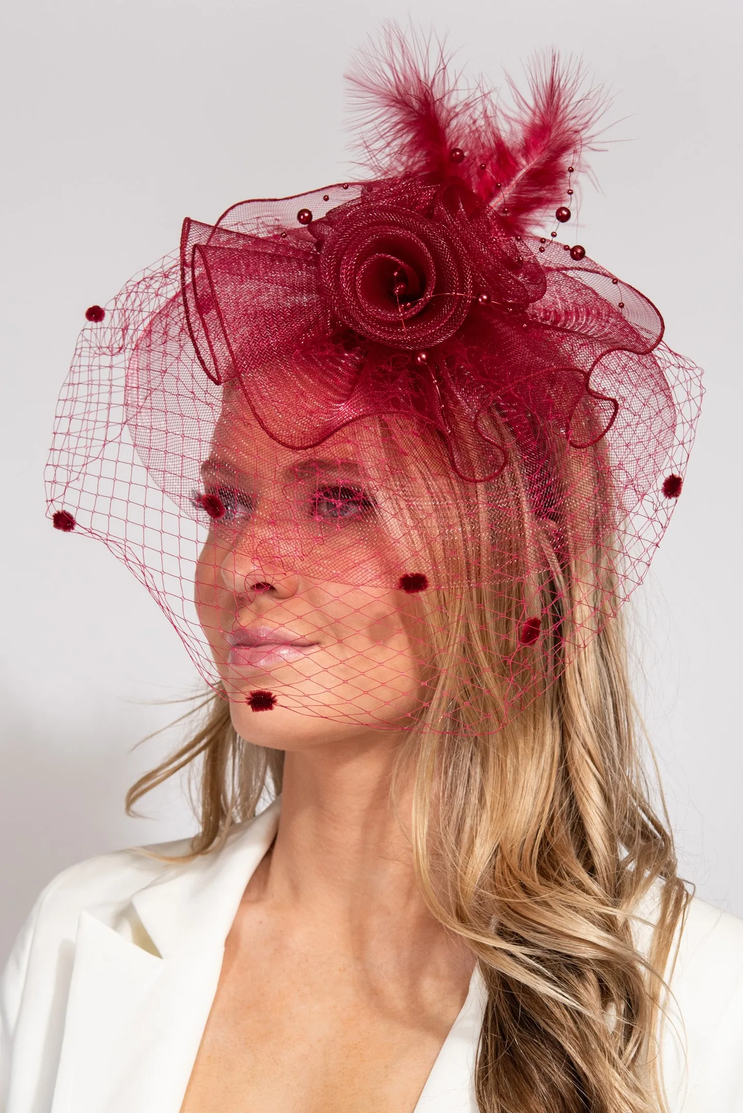 Mackenzie Polka Dot Veiled Mesh Fascinator