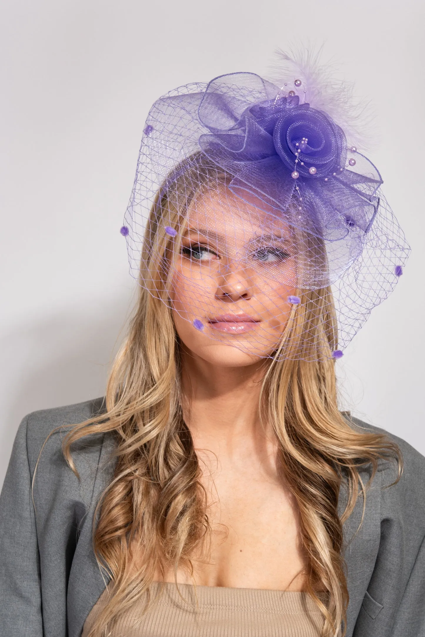 Mackenzie Polka Dot Veiled Mesh Fascinator