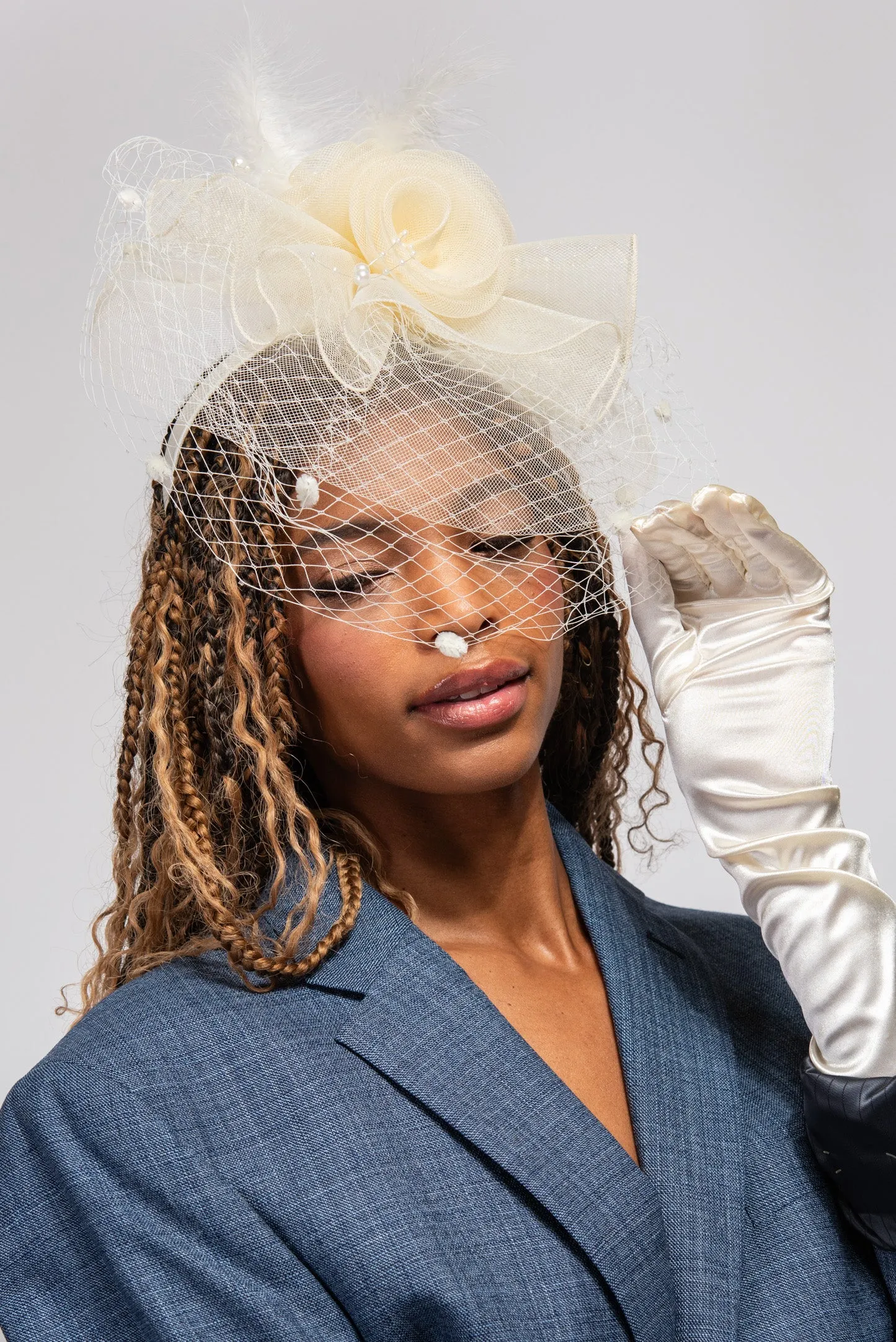 Mackenzie Polka Dot Veiled Mesh Fascinator