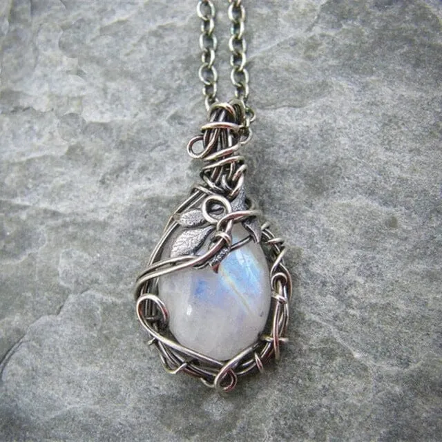 Mystery Fairy Leaf Moonstone Necklace