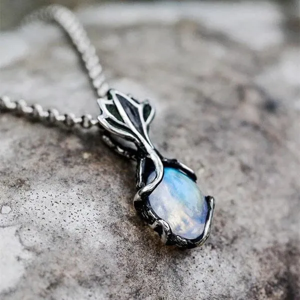 Mystery Fairy Leaf Moonstone Necklace