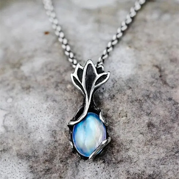 Mystery Fairy Leaf Moonstone Necklace