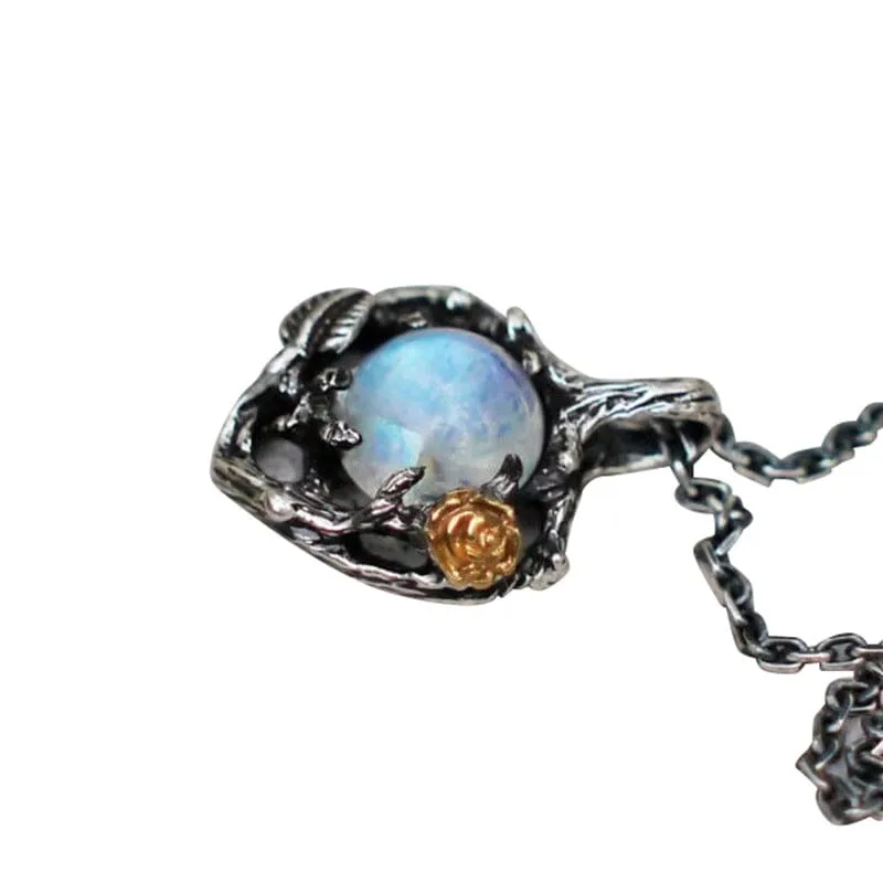 Mystery Fairy Leaf Moonstone Necklace