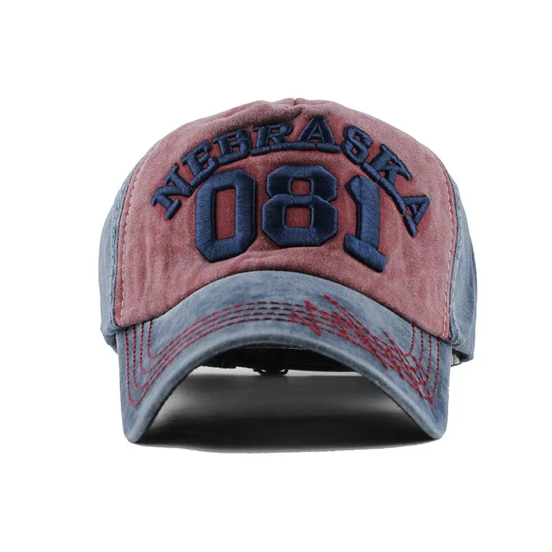 Nebraska 081 Embroidered Letter Washed Baseball Cap