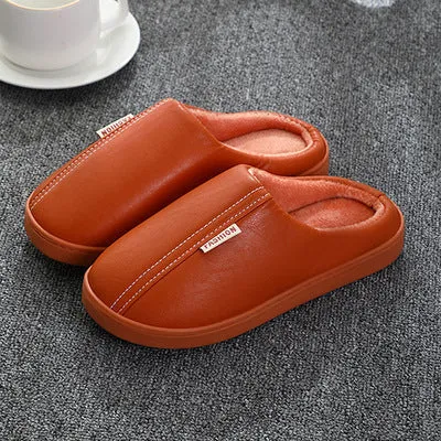 New cotton slippers for women in winter, cute indoor thick-soled warm confinement shoes for couples, non-slip plush heel home shoes