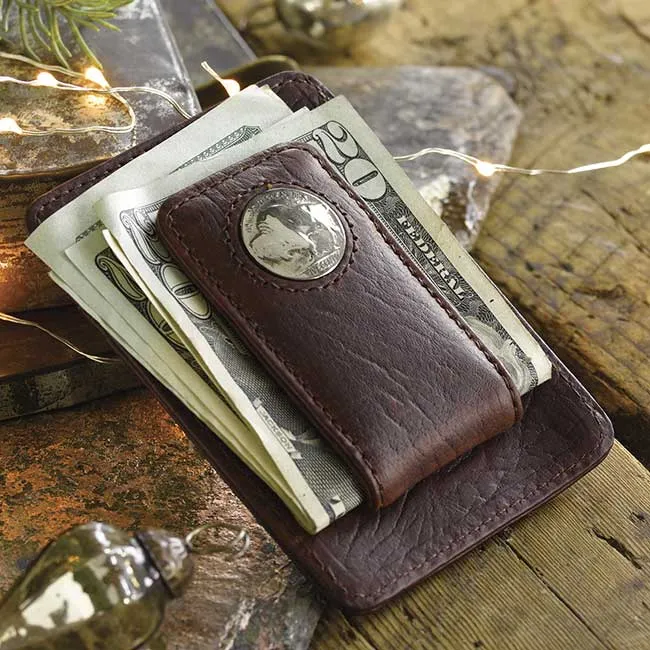 Orvis Bison Buffalo-Nickel Money Clip/Brown