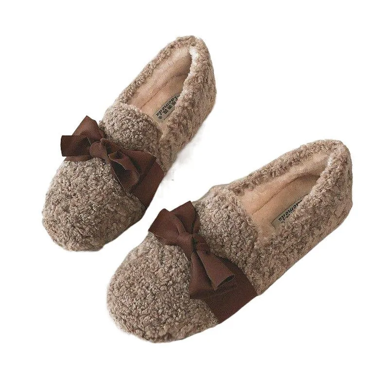 Owlkay Women's Cozy Slip-On Thick-Soled Furry Shoes