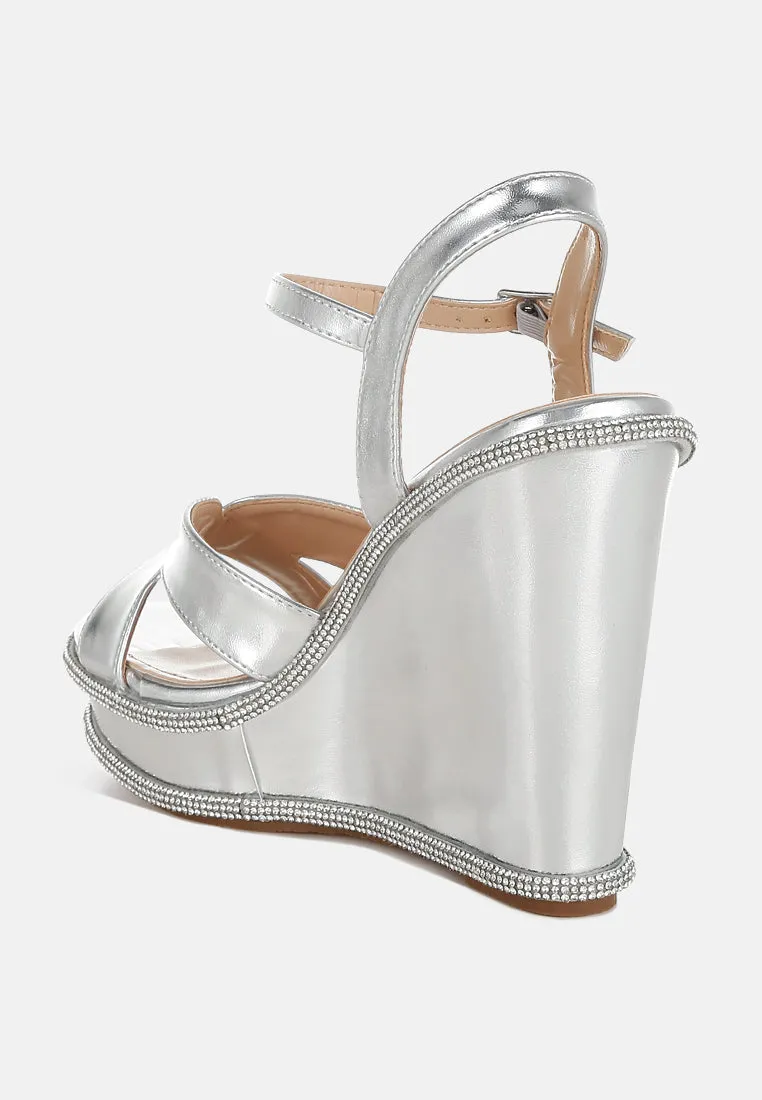 Regina Rhinestones Embellished Wedge Sandals