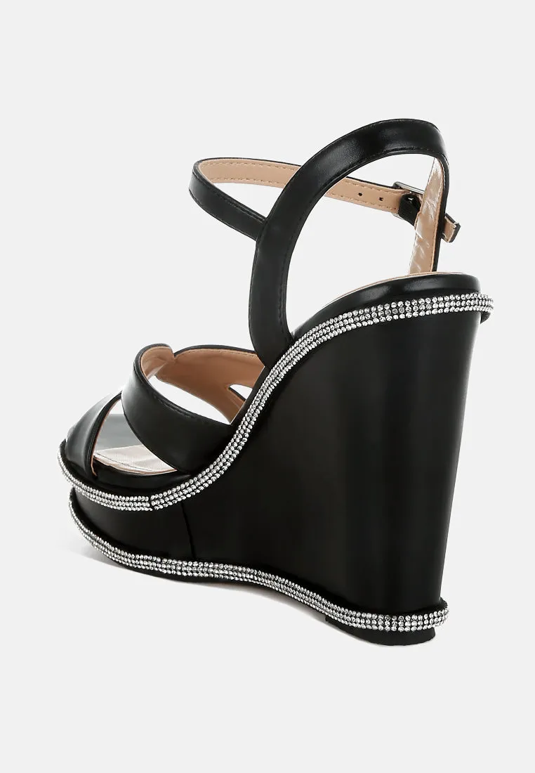 Regina Rhinestones Embellished Wedge Sandals