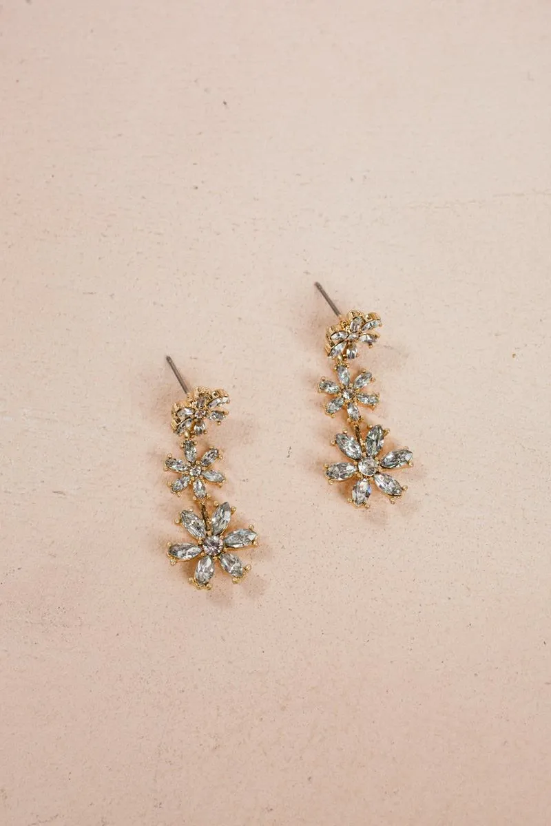 Samantha Flower Crystal Drop Earrings