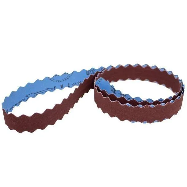 Scalloped Flexible Aluminum Oxide Sanding Belts- 1" x 72"- 120-600 Grit