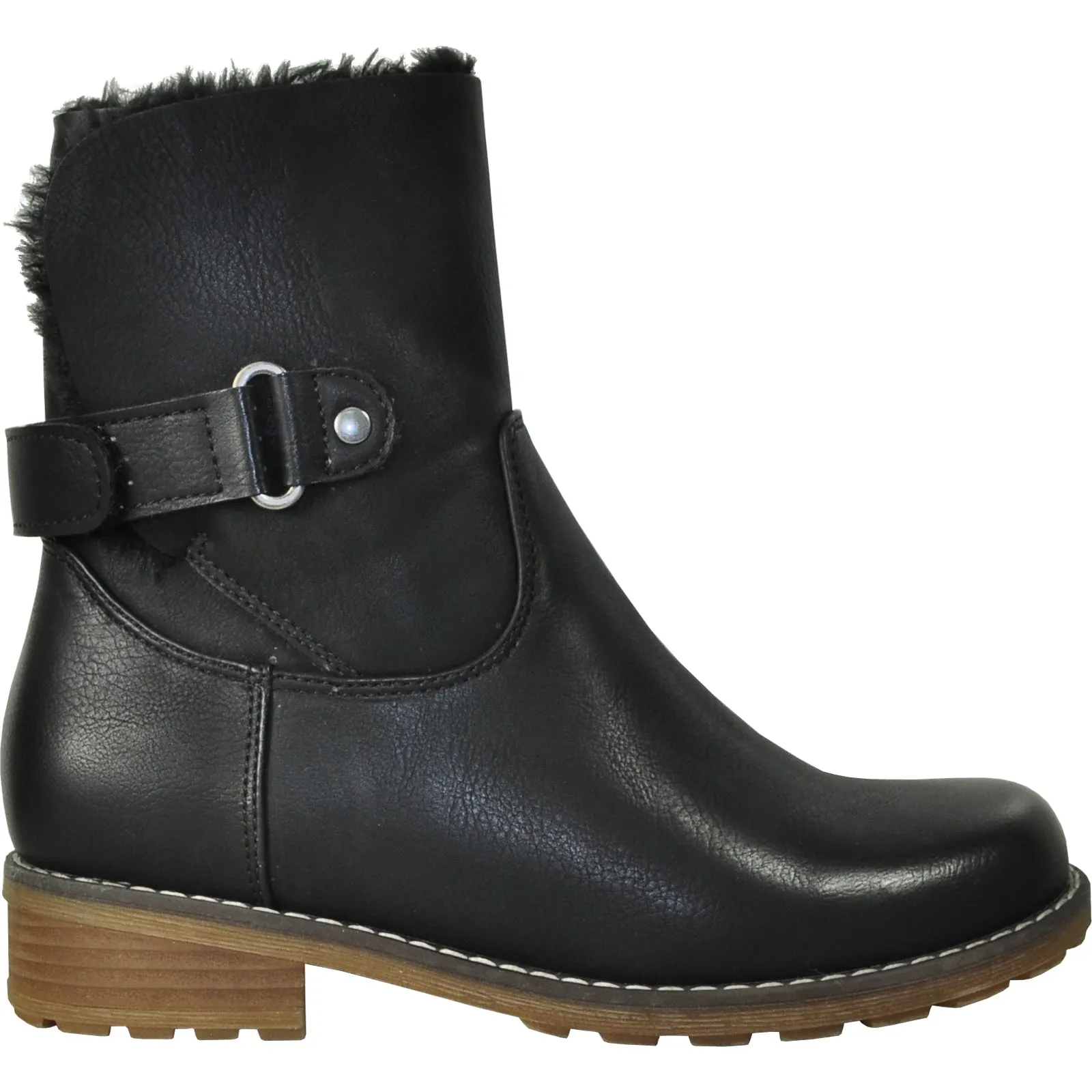 VANGELO Women Water Proof Boot HF9536 Ankle Winter Fur Casual Boot Black