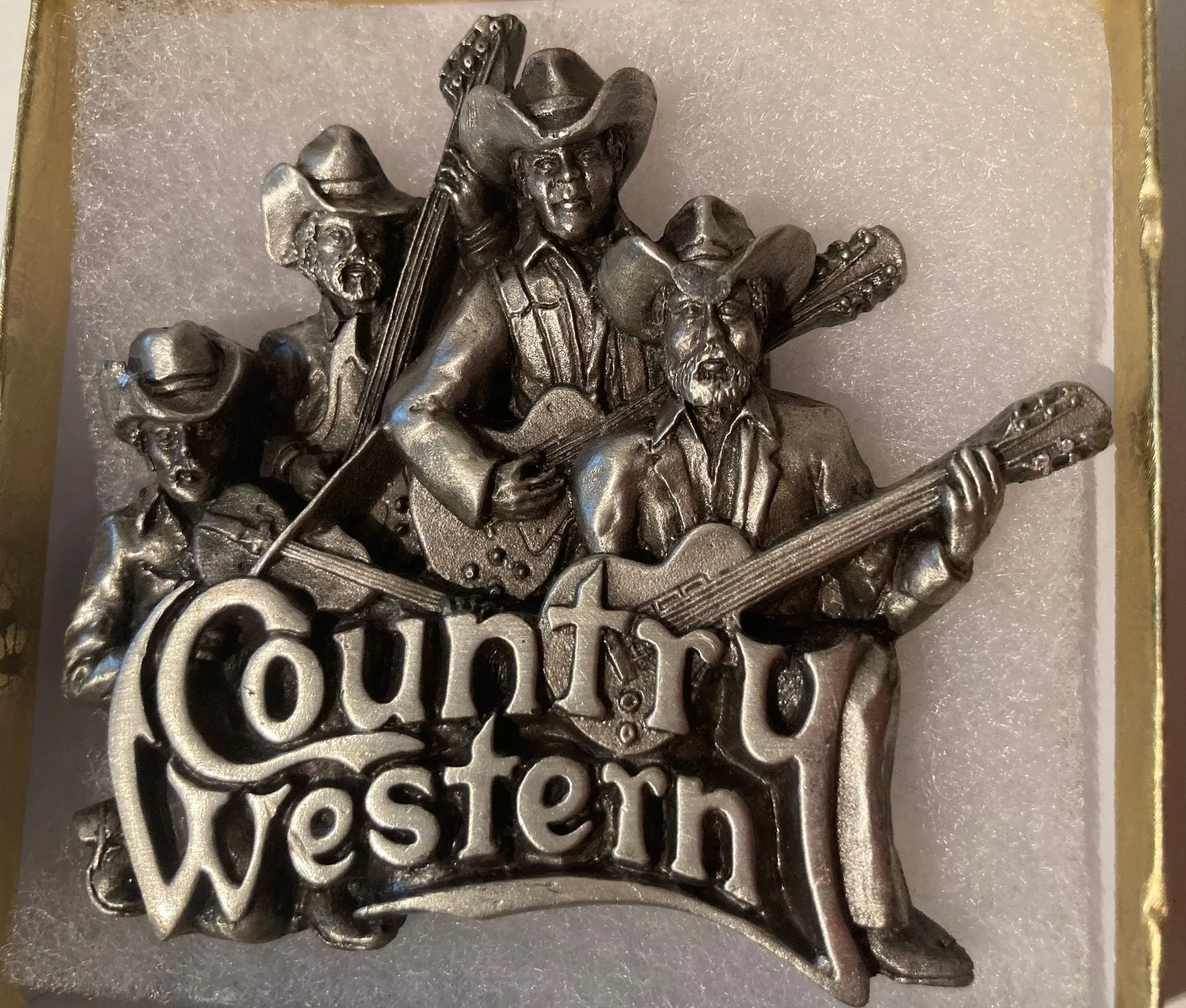 Vintage 1981 Metal Belt Buckle, Country Western, Really Heavy, 3 1/2" x 3", Heavy Duty, Quality, Thick Metal, Made in USA, For Belts