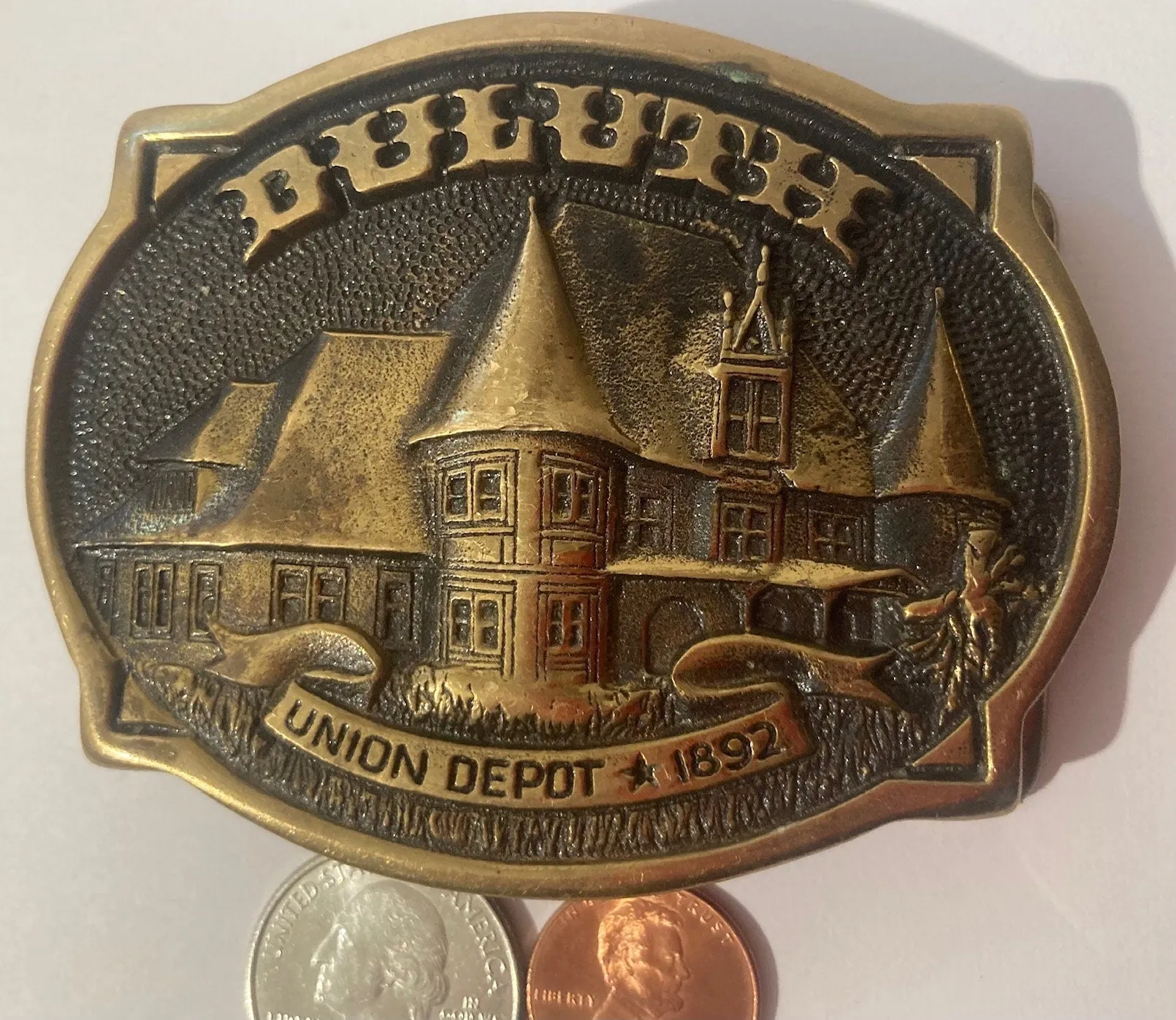 Vintage Belt Buckle, Heritage Mint, Duluth Union Depot, Quality, Made in USA, For Belts, Fashion, Shelf Display, Nice Belt Buckle