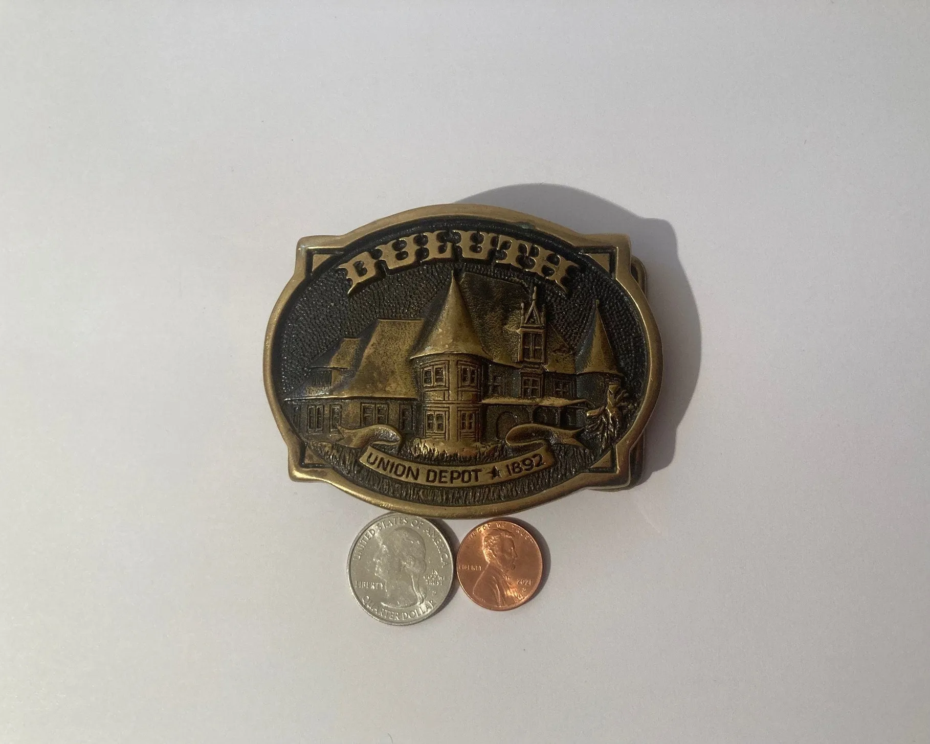 Vintage Belt Buckle, Heritage Mint, Duluth Union Depot, Quality, Made in USA, For Belts, Fashion, Shelf Display, Nice Belt Buckle