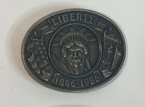 Vintage Metal Belt Buckle, 1886-1986 Liberty, Nice Design, Standard Size, Heavy Duty, Quality, Thick Metal, For Belts, Fashion,