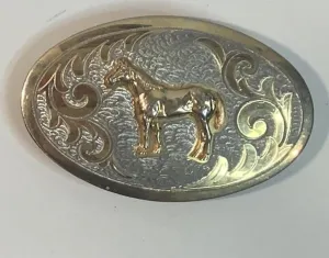 Vintage Metal Belt Buckle, Gold Horse, Standard Size, Heavy Duty, Quality, Thick Metal, For Belts, Fashion,