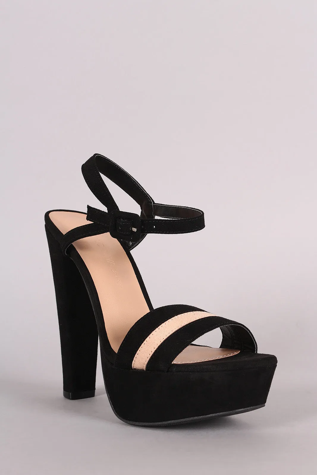 Wild Diva Lounge Stripe Ankle Strap Platform Heel