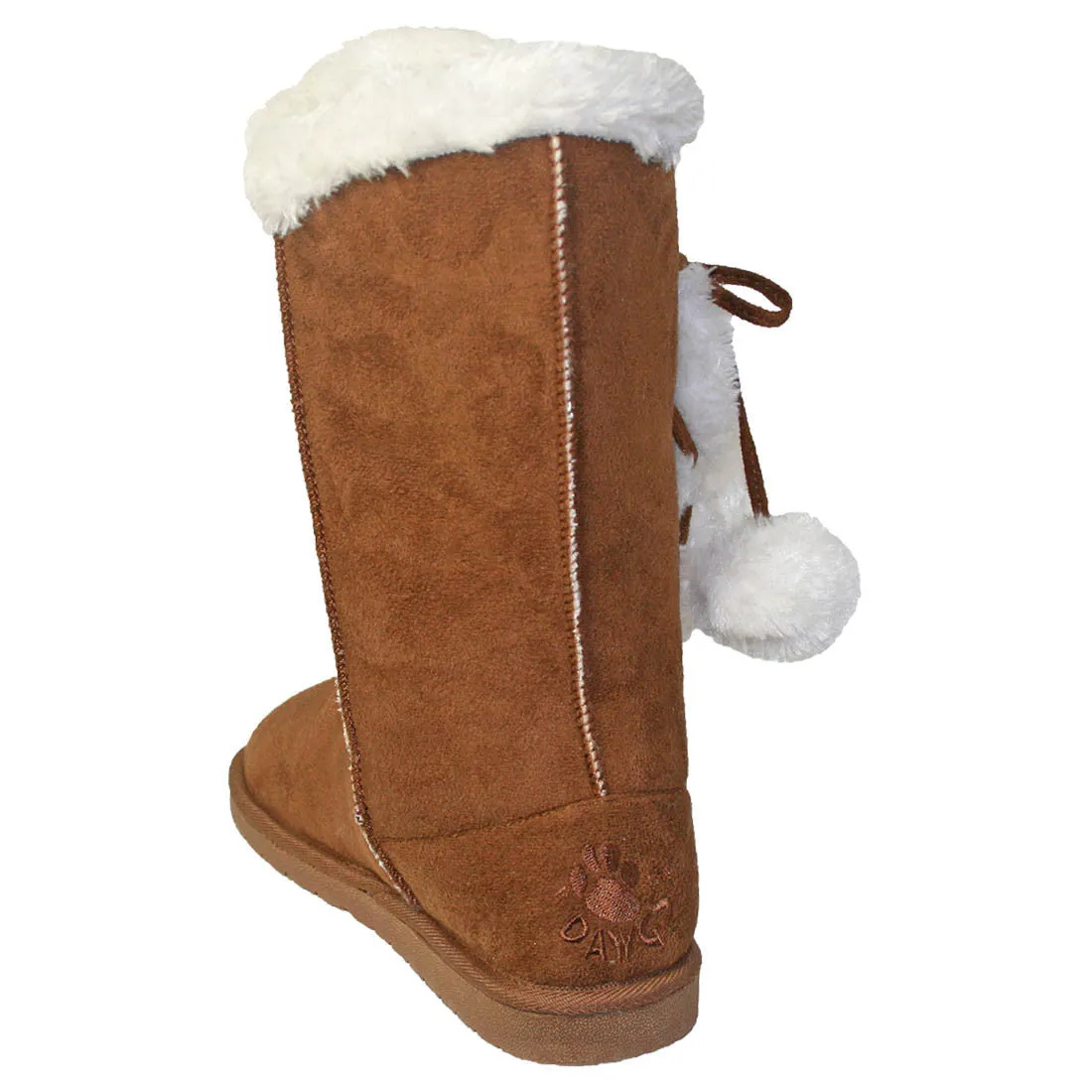 Women's 13-inch Side Tie Microfiber Boots - Chestnut