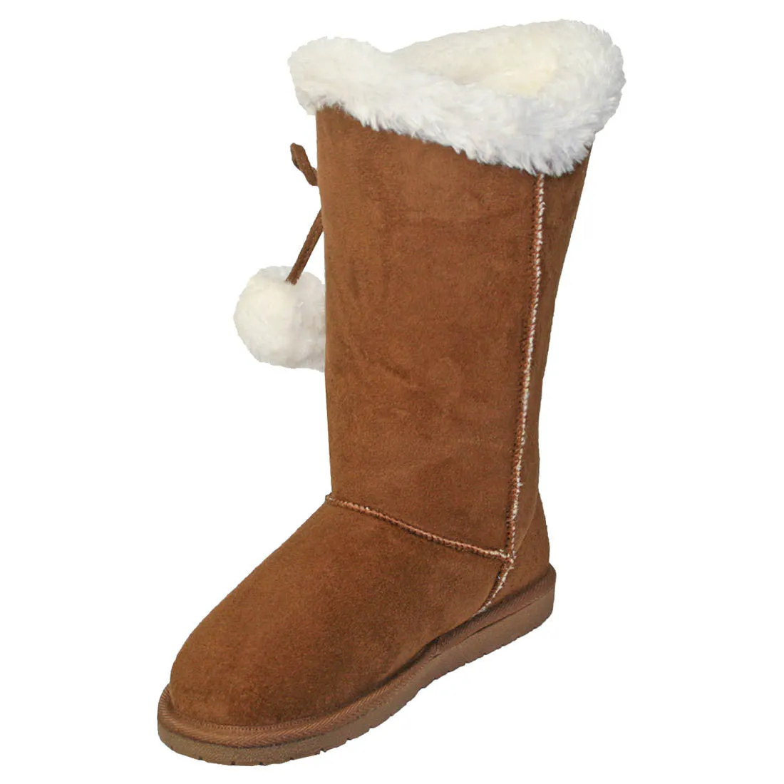 Women's 13-inch Side Tie Microfiber Boots - Chestnut